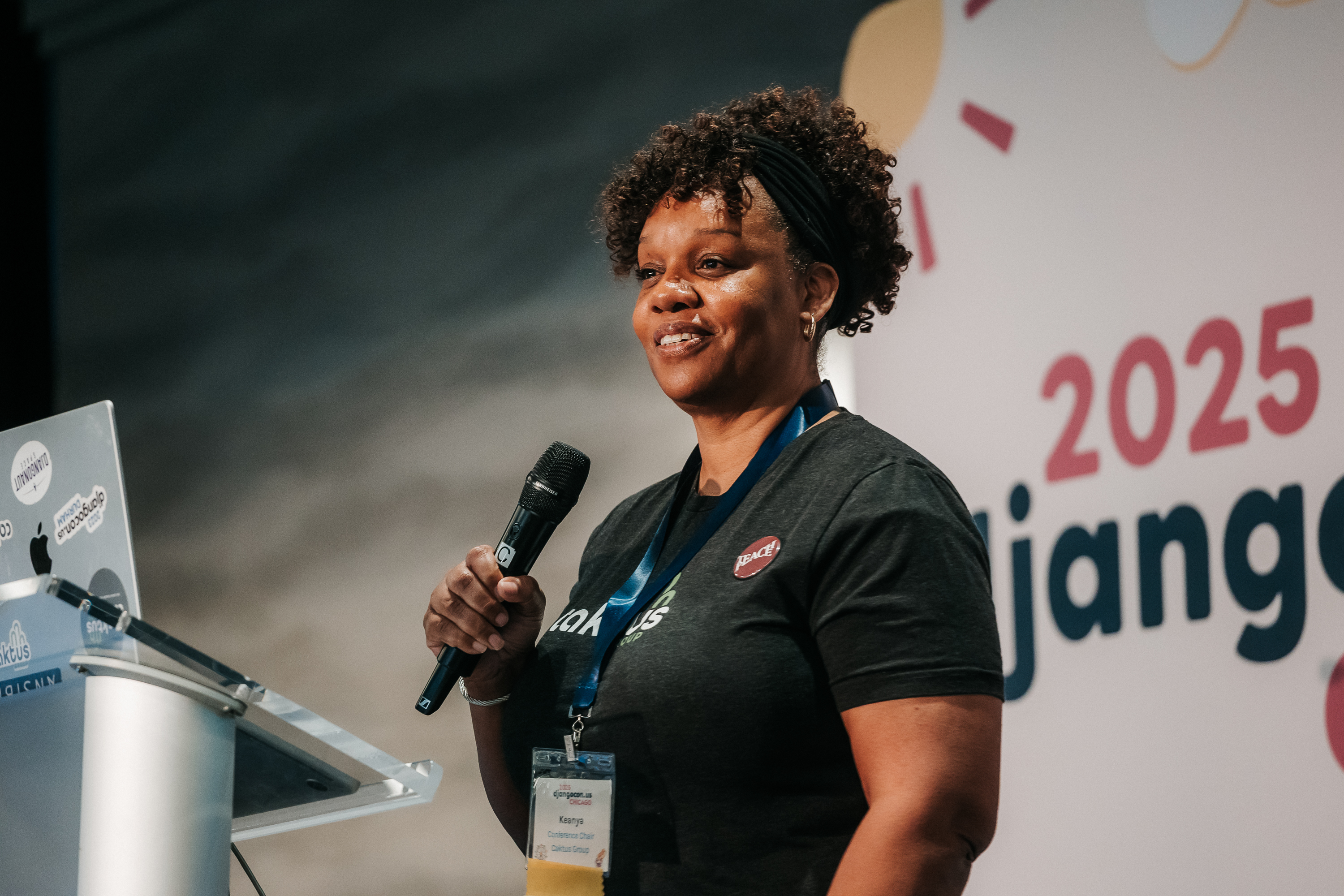 Keanya giving a talk at DCUS 2025